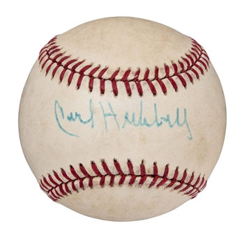 Carl Hubbell Single Signed ONL Feeney Baseball (PSA/DNA)